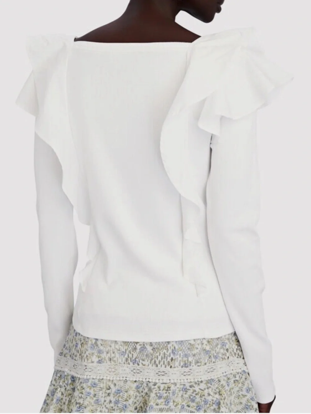 Veronica Beard White Long Sleeve Gidea Ruffled Poplin Shirt NWT - Picture 8 of 8